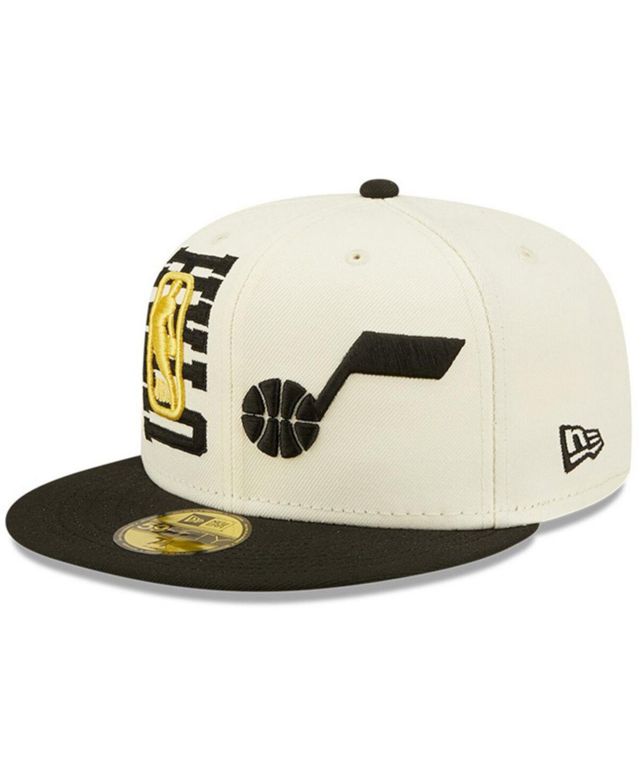 Мужская кремовая черная кепка Utah Jazz NBA Draft 59FIFTY 2022 года. New Era