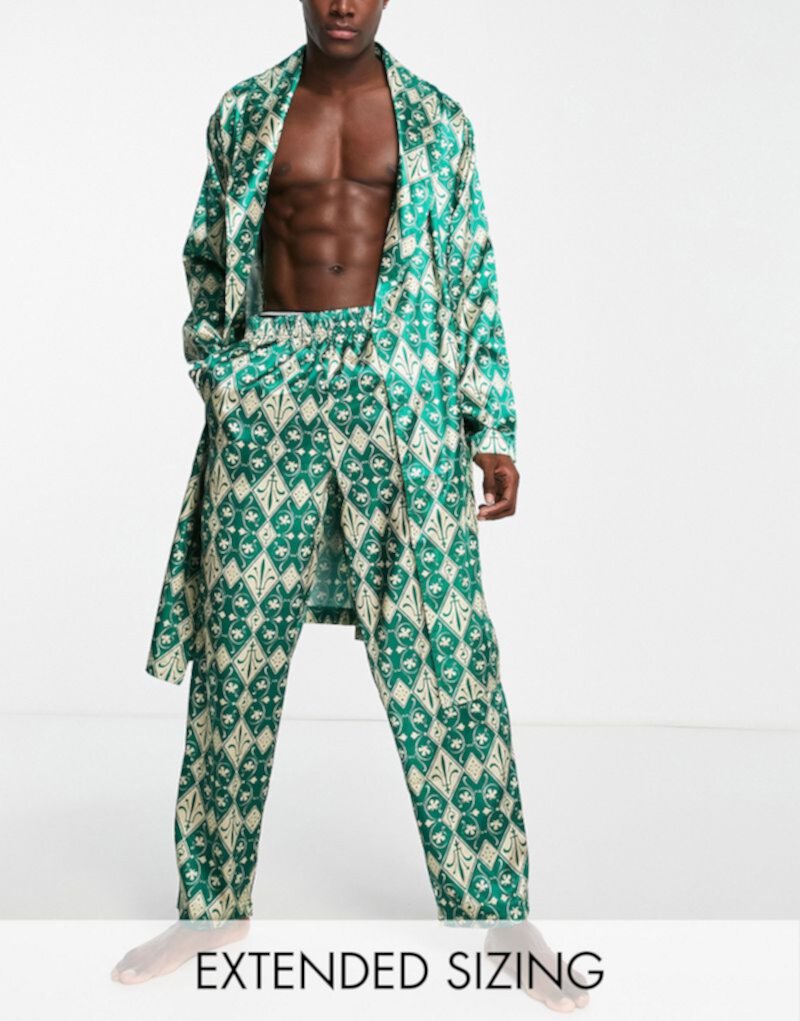 Атласные пижамные брюки с принтом ASOS DESIGN — часть комплекта ASOS DESIGN