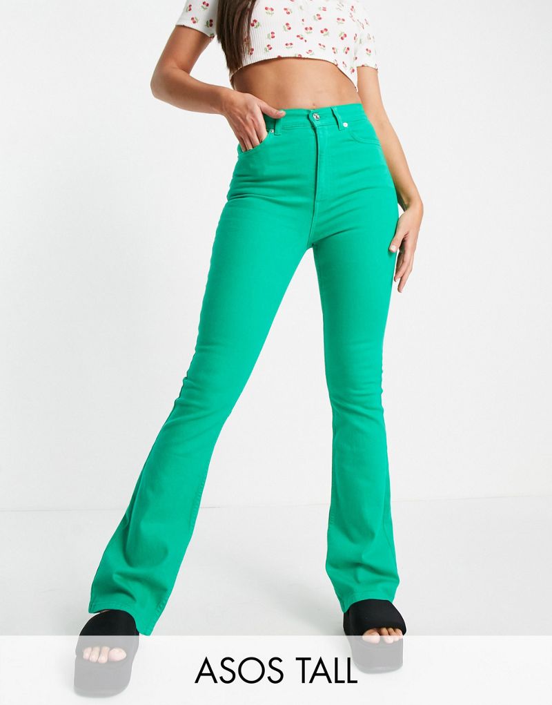 Зеленые расклешенные джинсы в стиле 70-х ASOS DESIGN Tall ASOS Tall