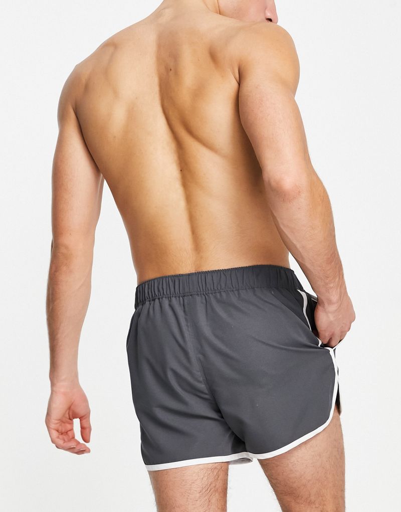 Суперкороткие шорты для плавания для бега для бега ASOS DESIGN с элегантной застежкой темно-серого цвета ASOS DESIGN