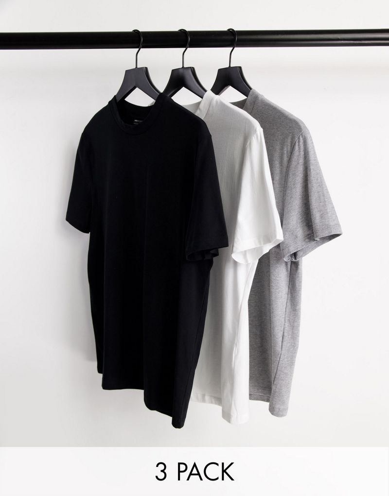 Мужская хлопковая футболка ASOS DESIGN, набор из трёх, черного, белого и серого цветов ASOS DESIGN