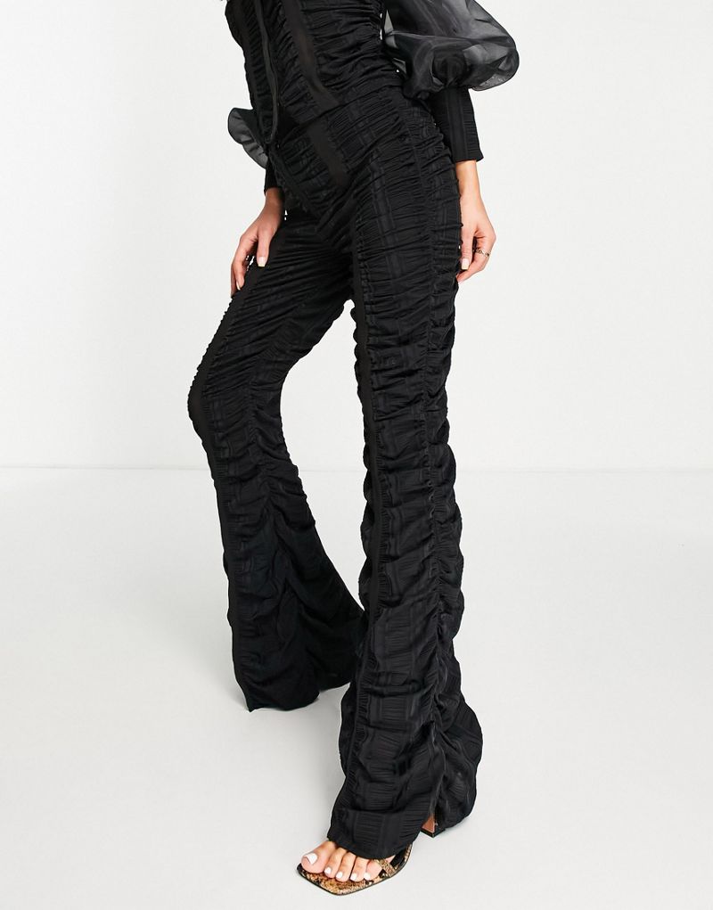 Черные шифоновые брюки со сборками ASOS LUXE — часть комплекта ASOS Luxe