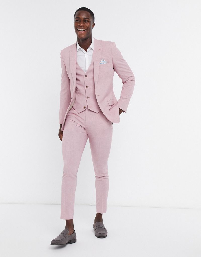 ASOS DESIGN wedding super skinny suit suit vest in rose cross hatch ASOS DESIGN