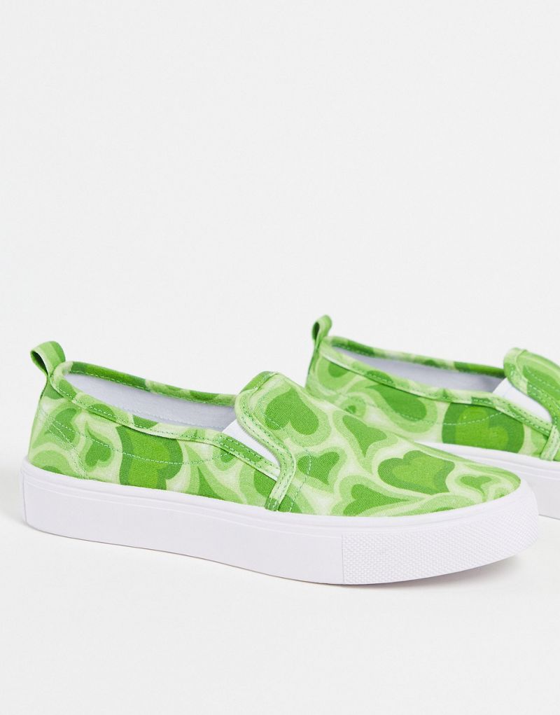 Зеленые парусиновые кроссовки без шнуровки ASOS DESIGN Dotty ASOS DESIGN