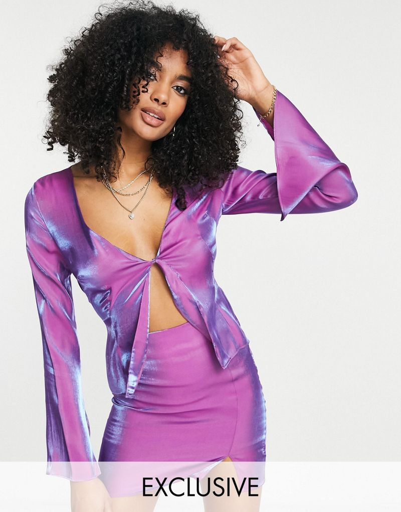 Двухцветная фиолетовая блузка Annorlunda с вырезами - часть комплекта Annorlunda