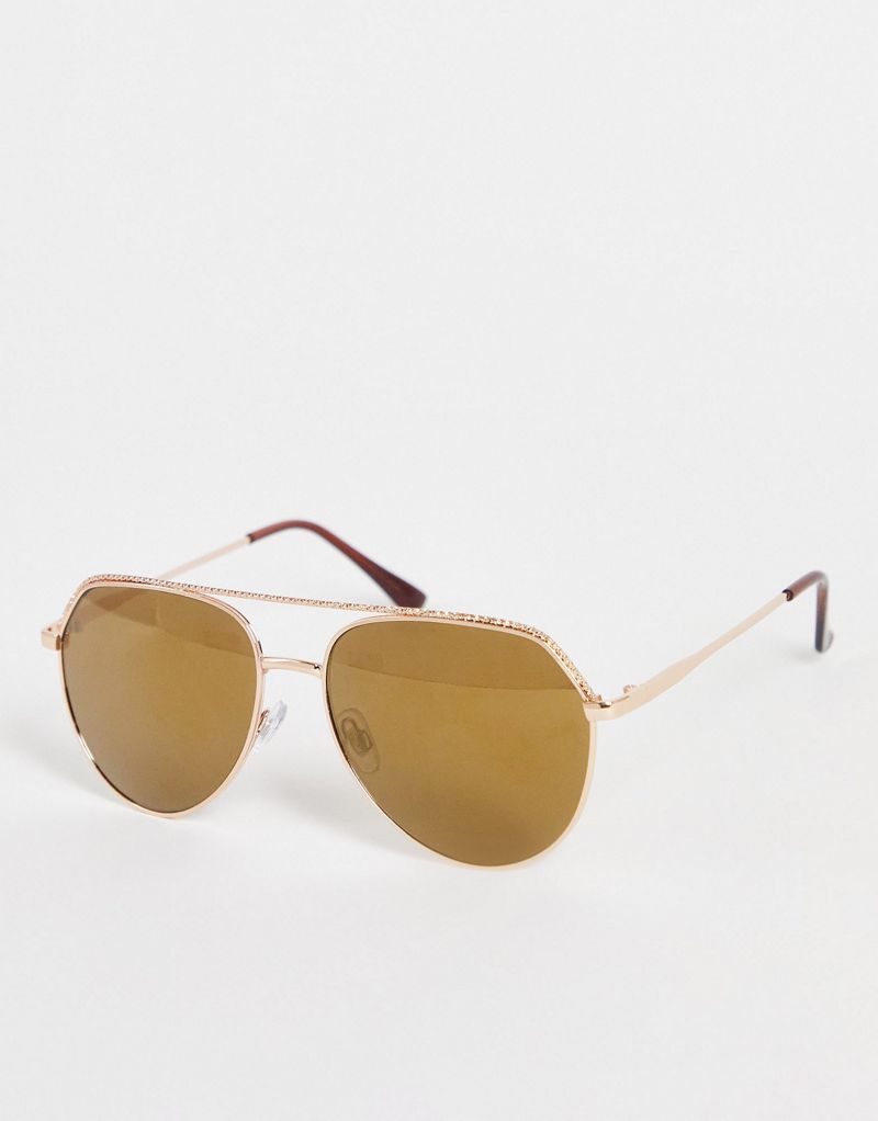 Солнцезащитные очки-авиаторы в металлическом корпусе AJ Morgan Dorado золотисто-коричневого цвета AJ Morgan