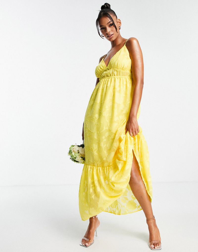 Желтая макси-комбинация Blume Bridal с пышной юбкой из шифона с цветочным принтом Blume Bridal