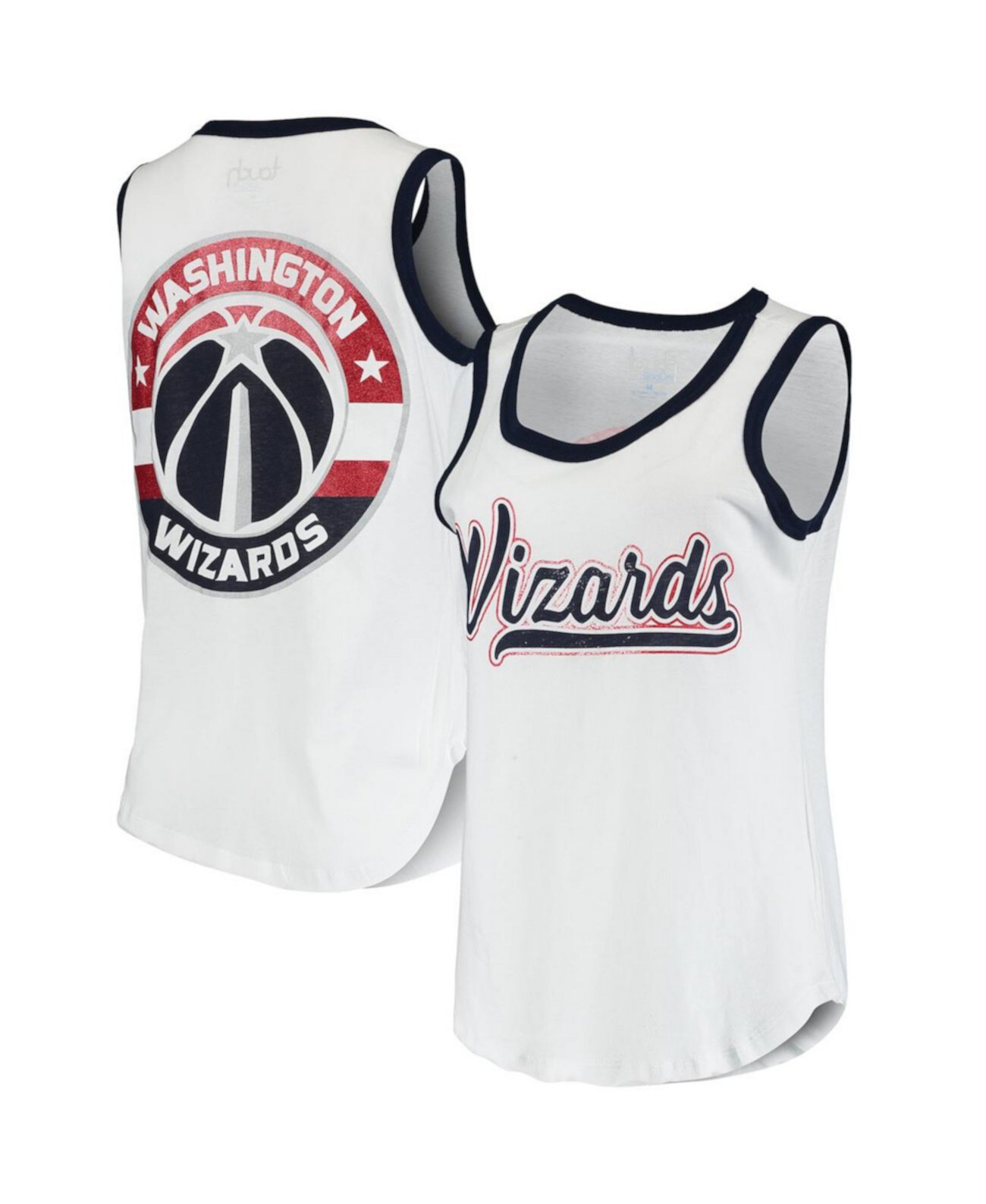 Белый хлопковый топ без рукавов с яркой графикой Washington Wizards High Hoops G-III Sports