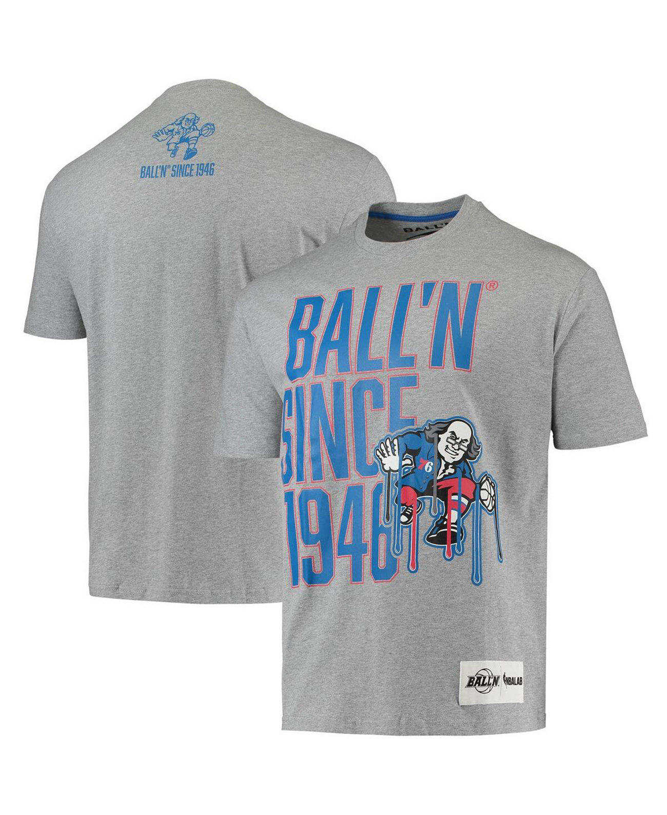 Мужская футболка Heather Grey Philadelphia 76Ers с 1946 года BALL'N