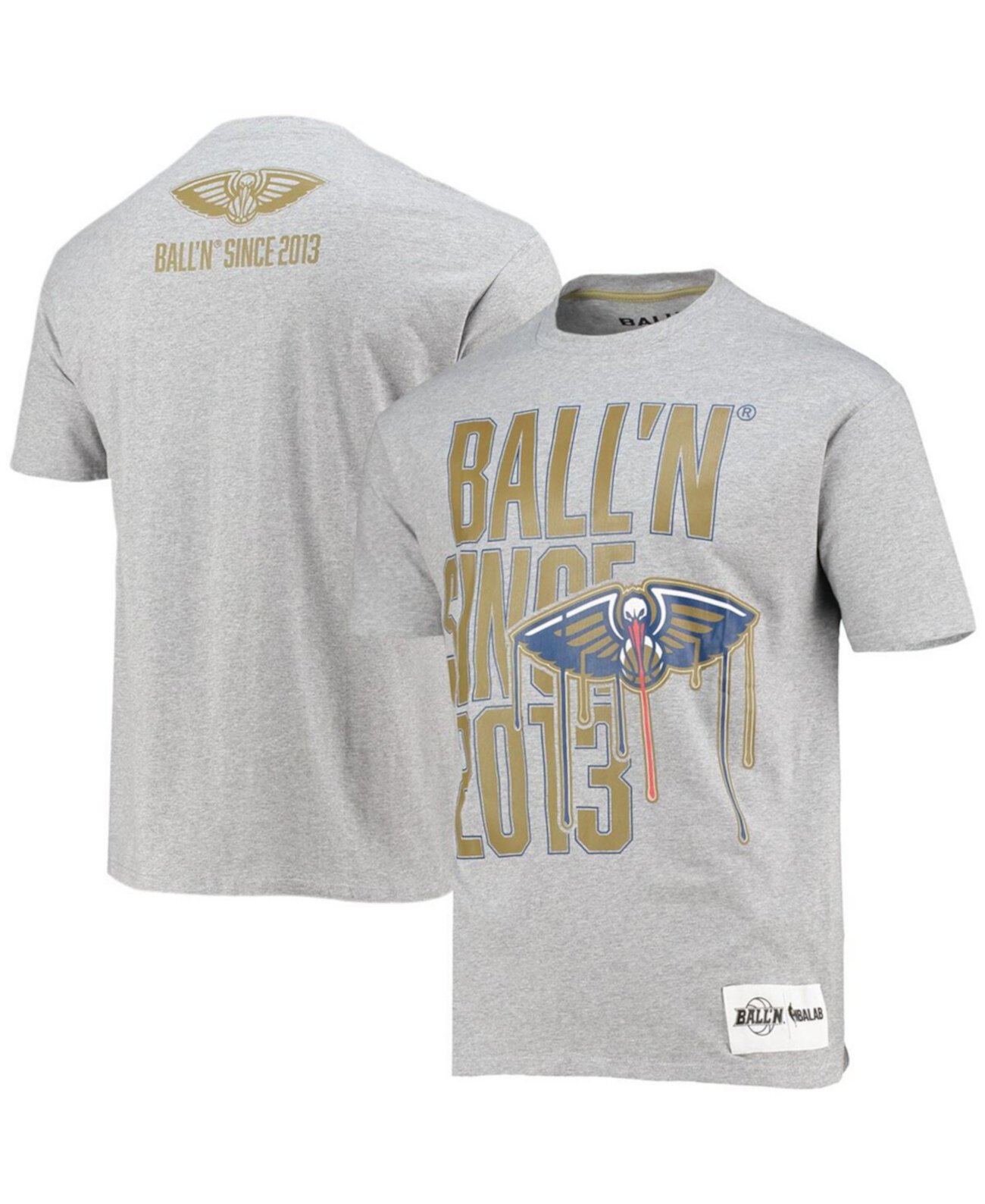 Мужская футболка Heather Grey New Orleans Pelicans с 2013 года BALL'N
