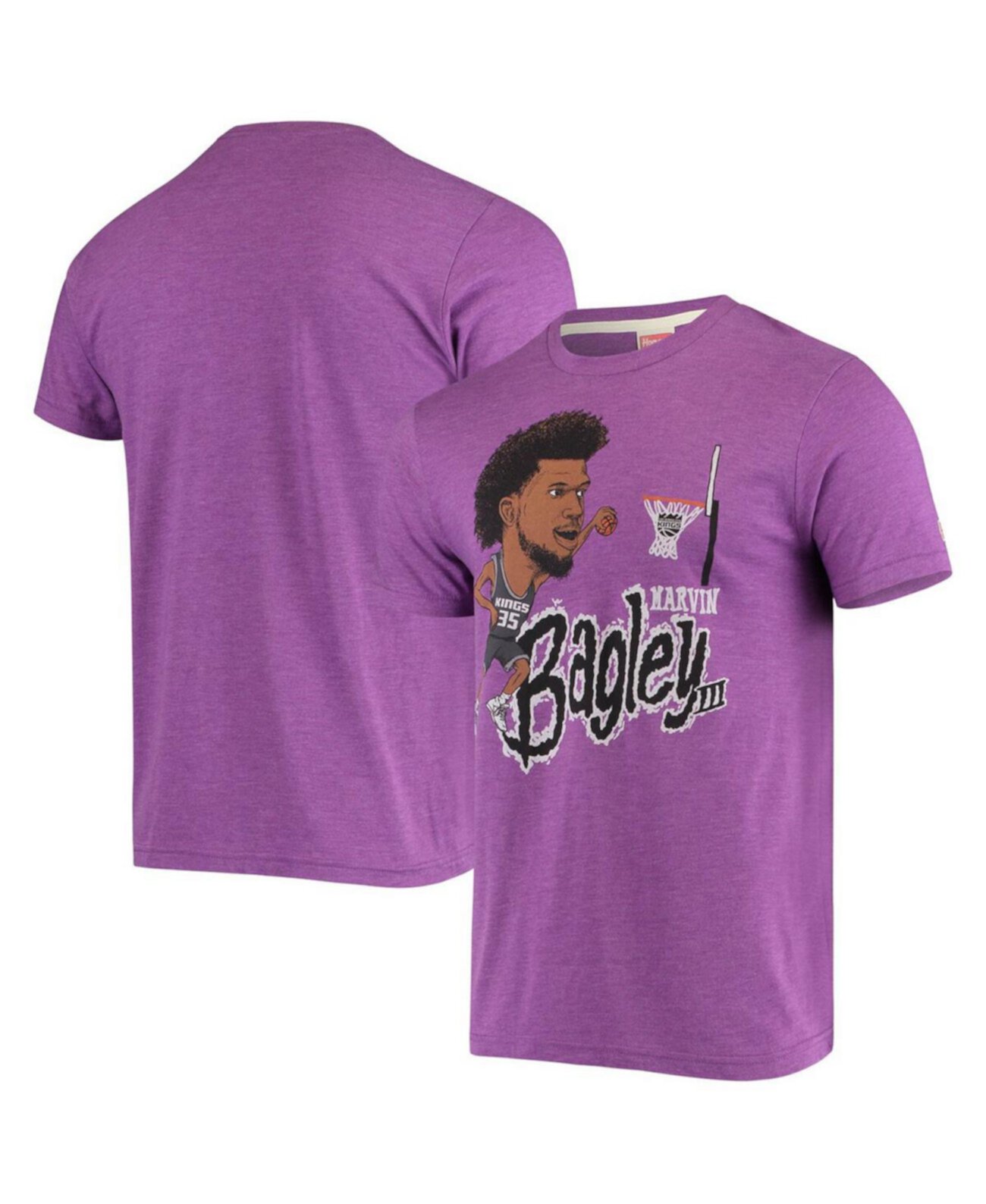 Мужская футболка Marvin Bagley III Heathered Purple Sacramento Kings NBA Player Graphic Tri-Blend Homage