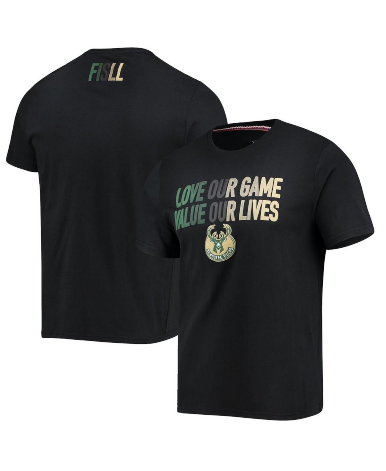 Мужская черная футболка Milwaukee Bucks Social Justice Team FISLL
