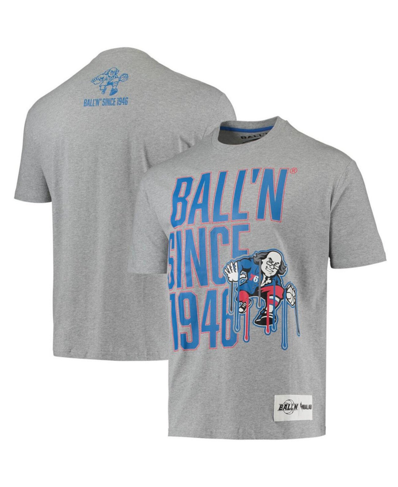 Мужская футболка Heather Grey Philadelphia 76Ers с 1946 года BALL'N