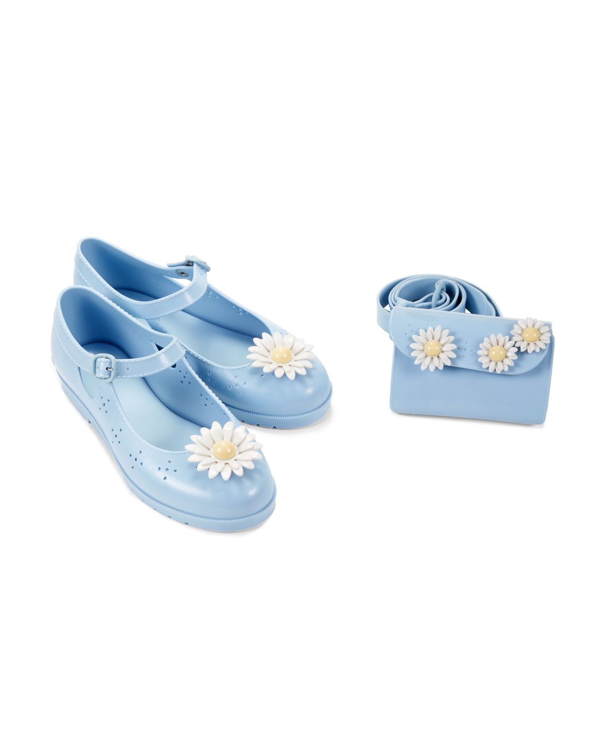 Маленькие девочки и усилители; Туфли с цветочным принтом для девочек &amp; Комплект поясов Mini Melissa