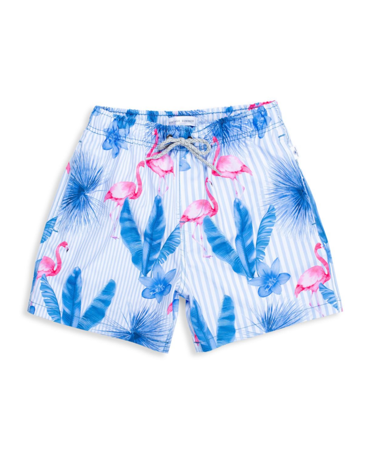 Купальные шорты в тропическую полоску с принтом фламинго для маленького мальчика Vintage Summer