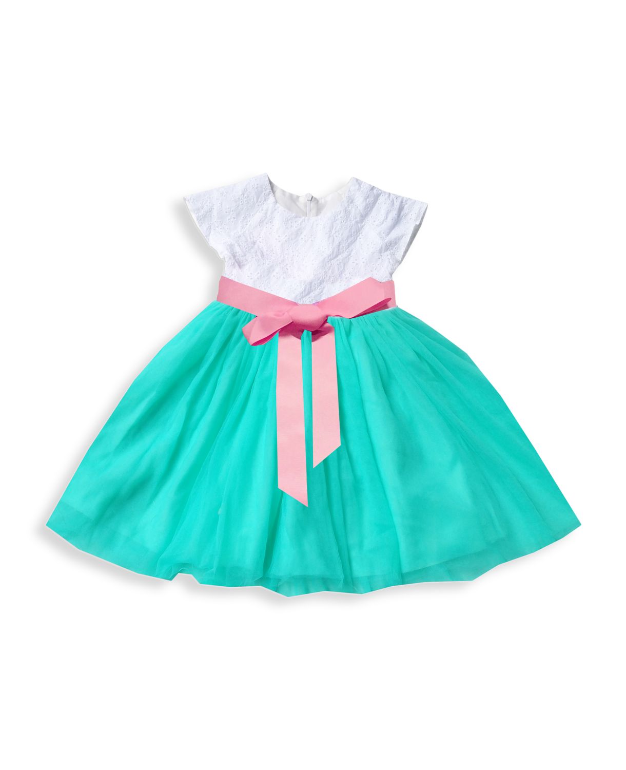 Расклешенное платье Kenzita Aqua Schiffli с поясом и вышивкой для маленькой девочки Joe-Ella