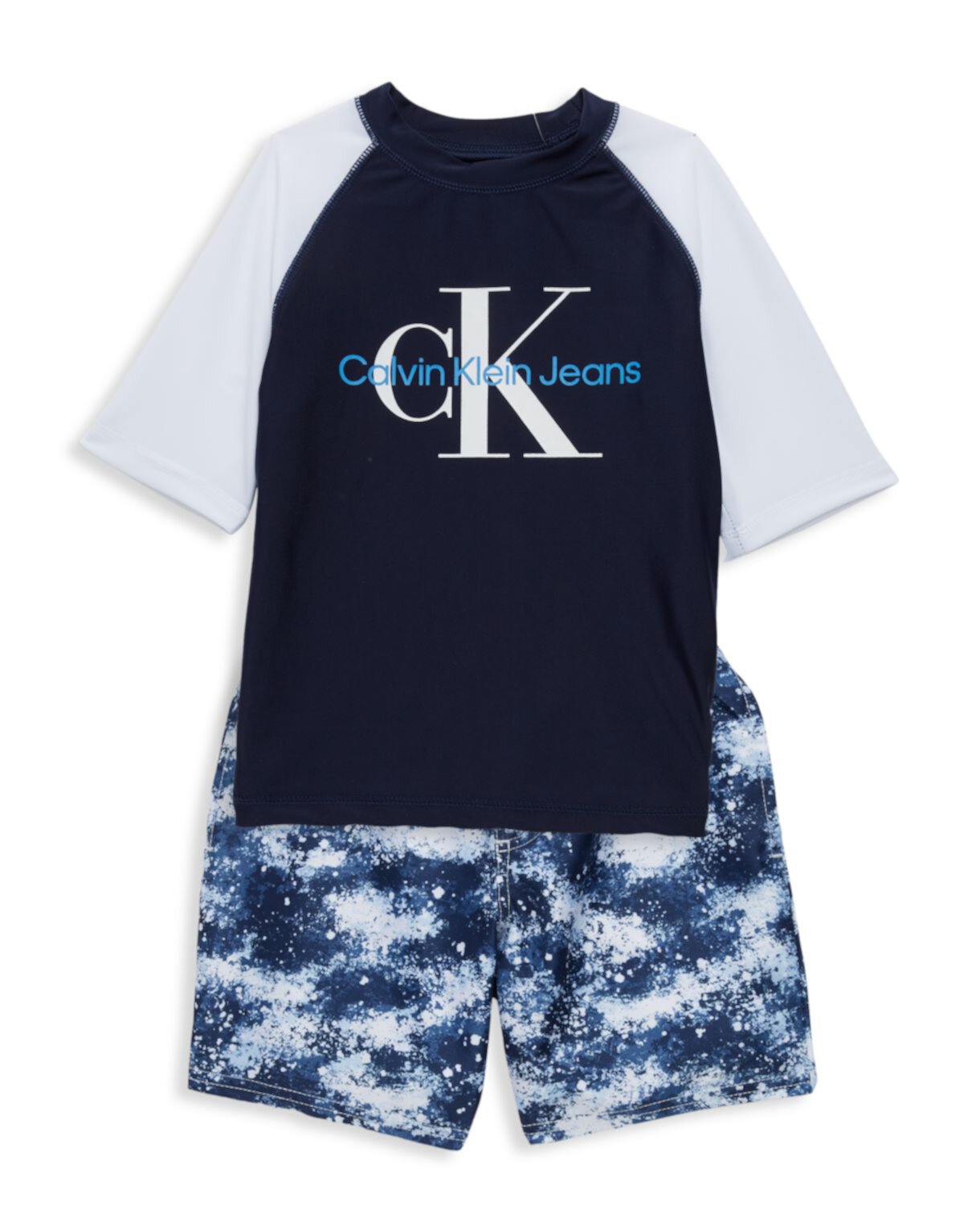 Рашгард для маленьких мальчиков из двух частей и усилителя; Комплект шорт для плавания Calvin Klein