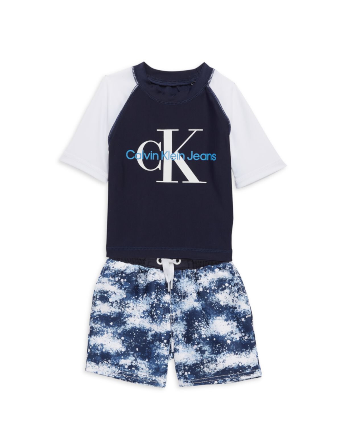 Рашгард с логотипом Little Boy's из двух частей и усилителем; Комплект шорт для плавания Calvin Klein