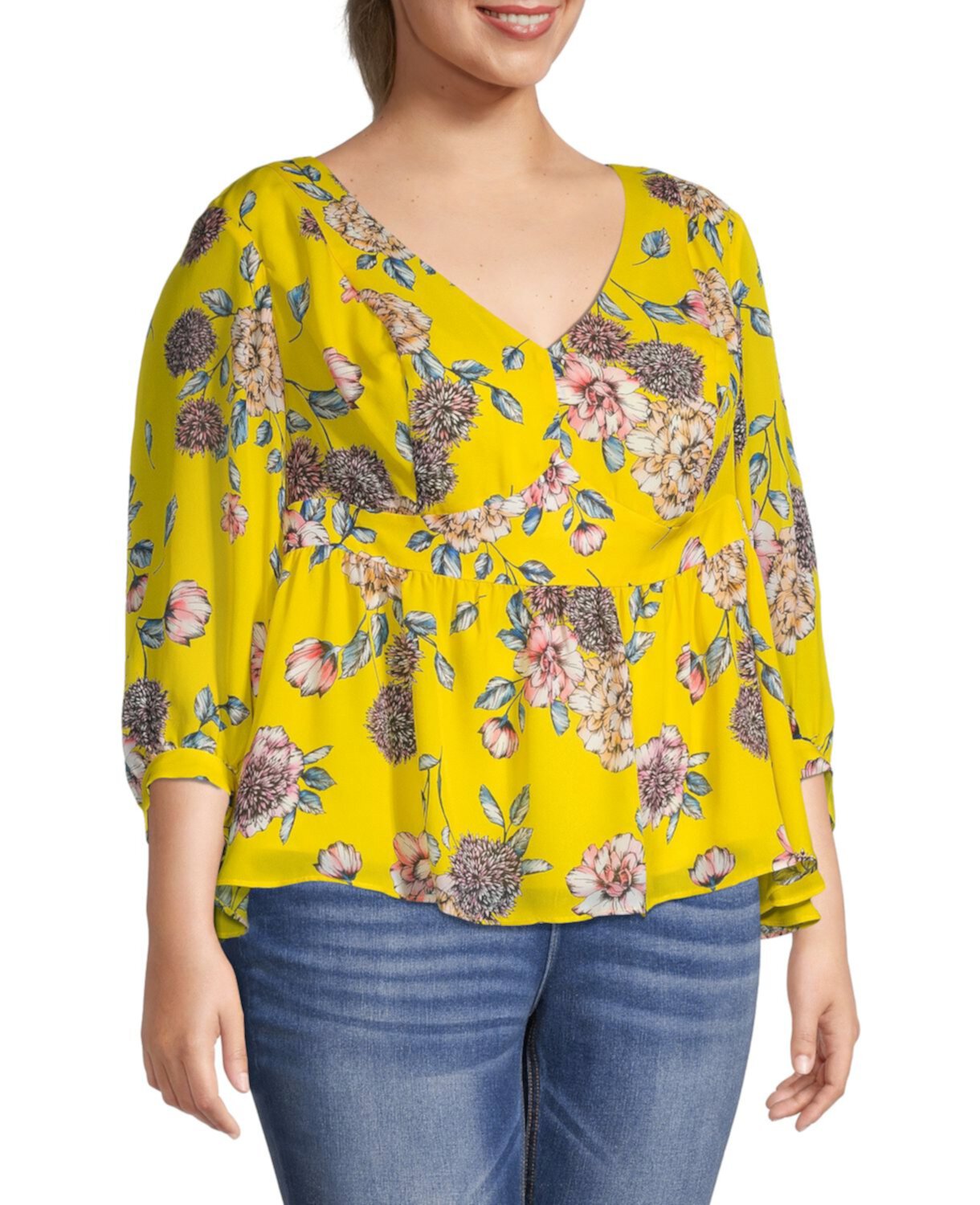 Шелковая блузка Plus с цветочным принтом Maree Pour Toi
