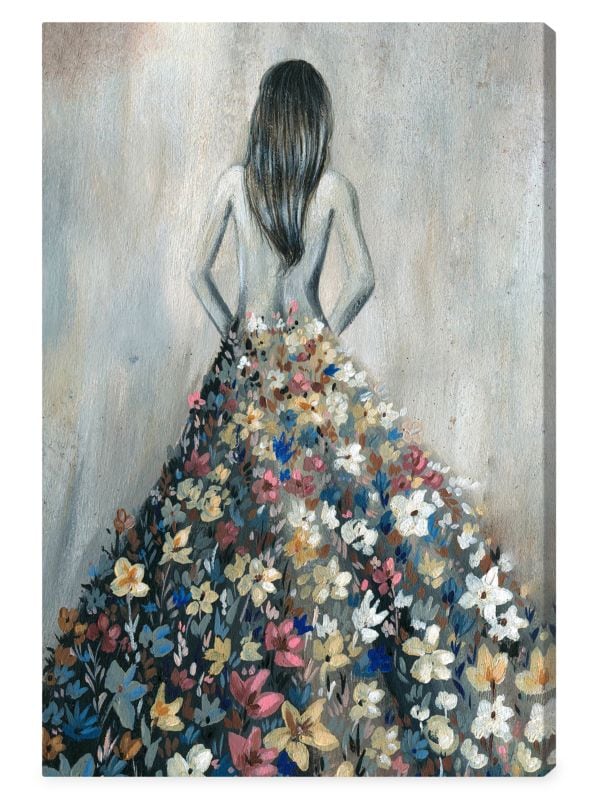Цветочное платье Портрет Обернутый холст с принтом Настенное искусство Oliver Gal