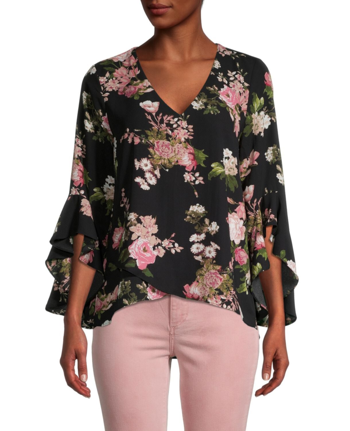 Floral-Print Bell-Sleeve Top Grace