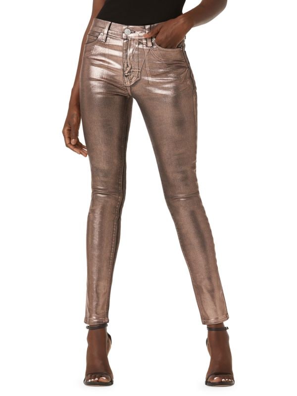 Джинсы Nico Metallic с металлическим эффектом, супер узкие, 77% хлопок Hudson Jeans