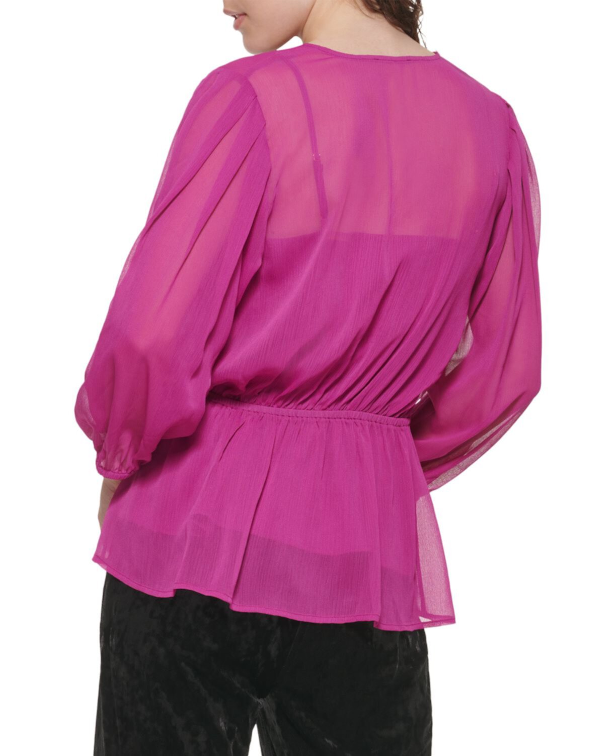 Блузка с объемными рукавами и объемными рукавами DKNY