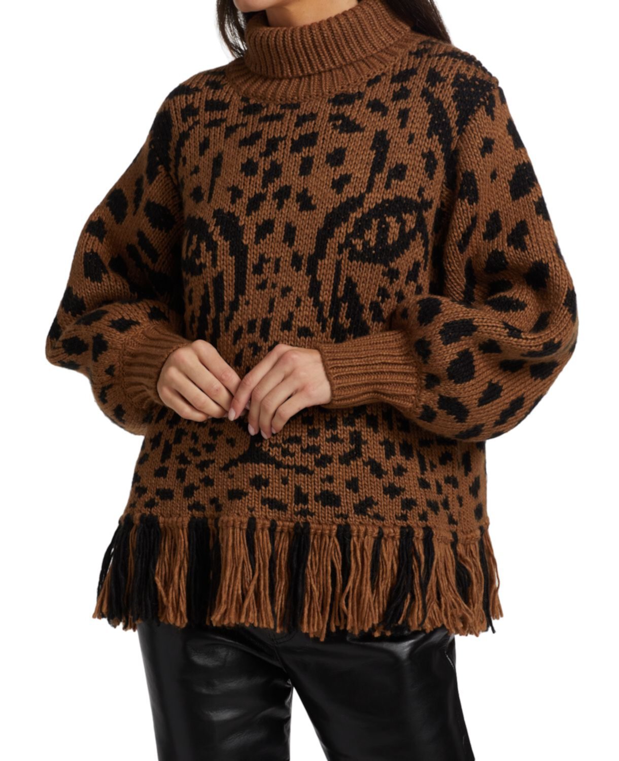 Леопардовый свитер с бахромой Farm Rio