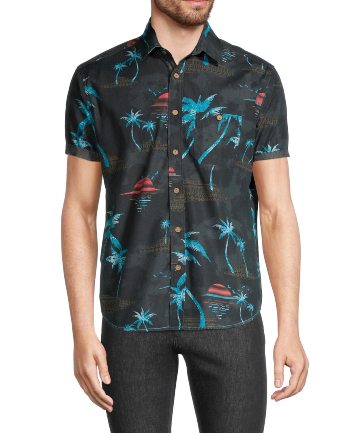 Рубашка на пуговицах с принтом Sunset Palm Burnside