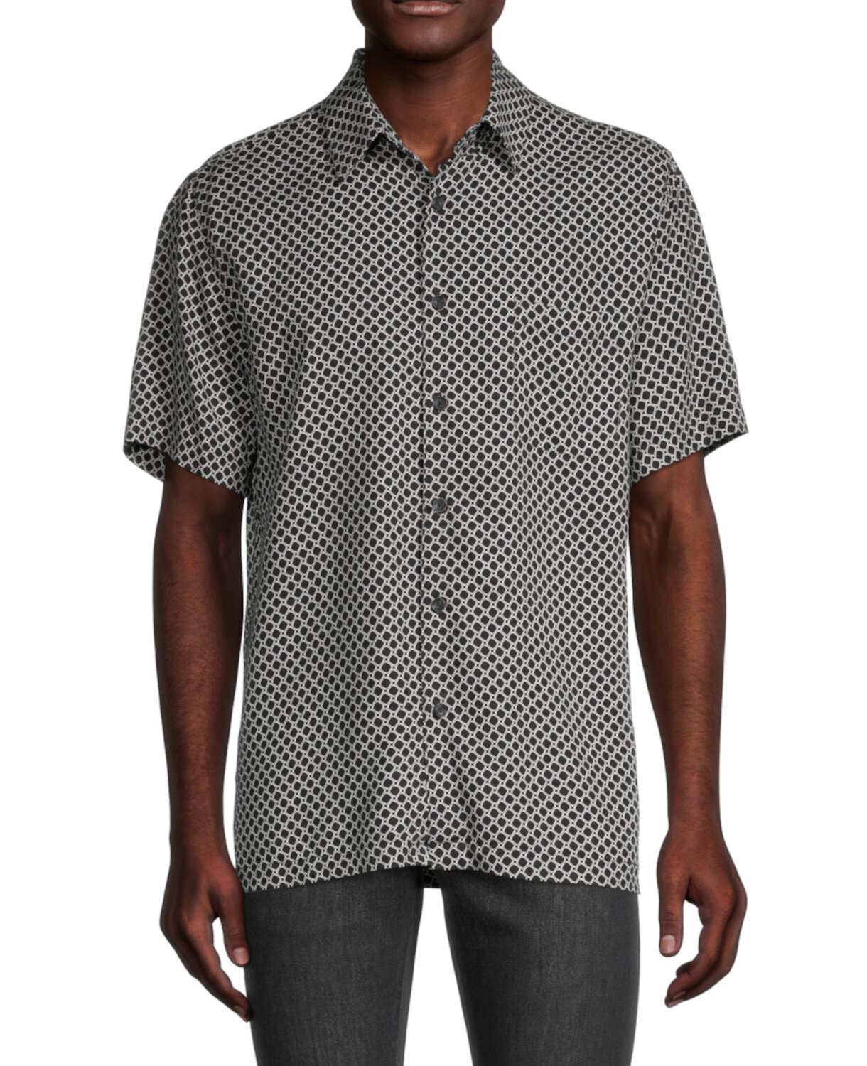 Рубашка из смесового шелка с геометрическим рисунком Toscano