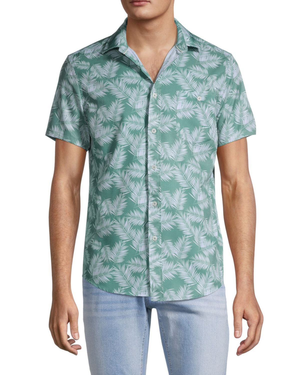 Рубашка на пуговицах с короткими рукавами и короткими рукавами из пальмового листа, растянувшаяся в 4 направлениях Heritage Report Collection