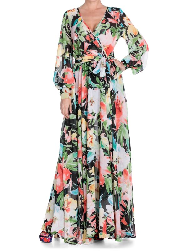 Платье макси с запахом и цветочным принтом LilyPad Meghan LA