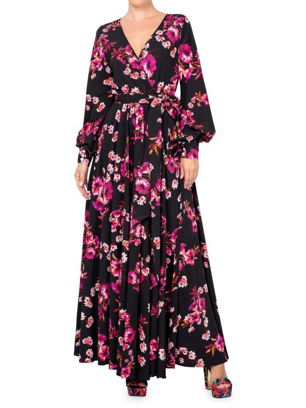 Платье макси с запахом и цветочным принтом LilyPad Meghan LA