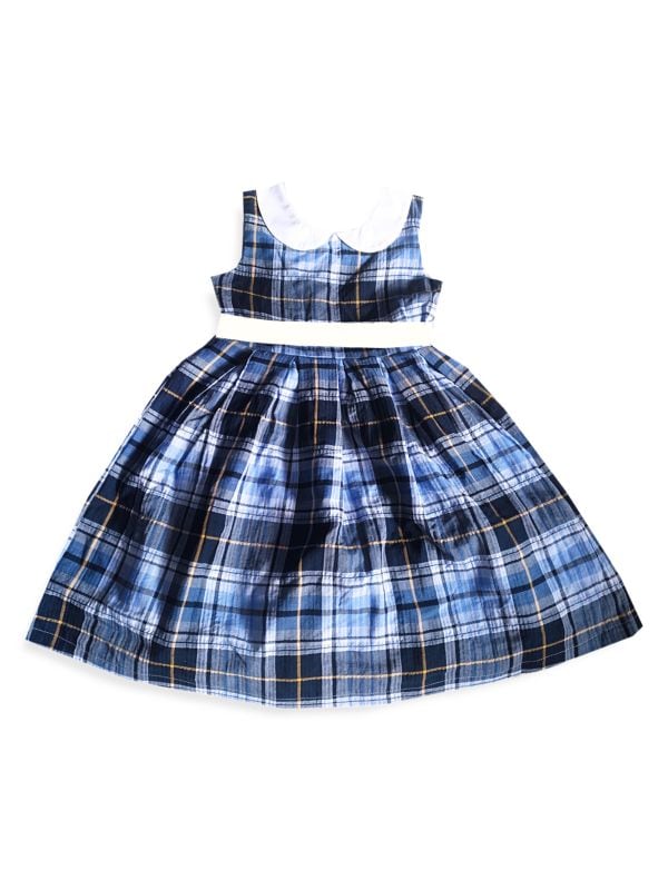 Клетчатое платье с воротником Питера Пэна для маленьких девочек и девочек Joe-Ella