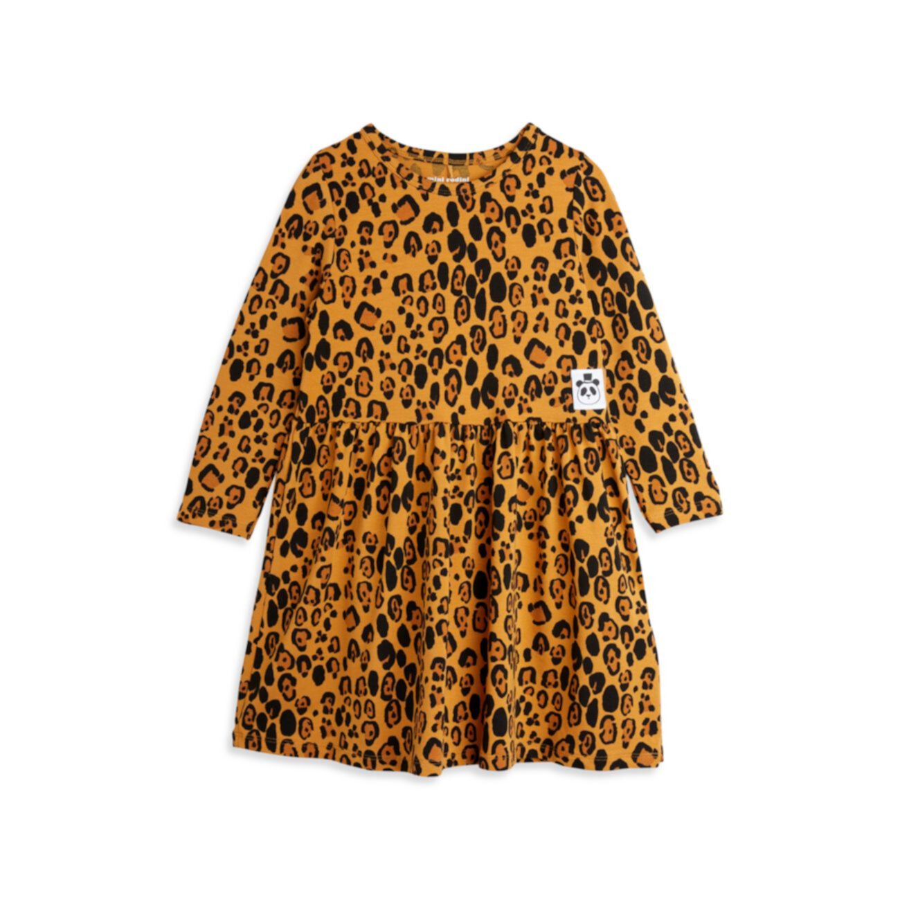 Маленькая девочка и усилитель; Базовое леопардовое платье с длинными рукавами для девочек Mini rodini
