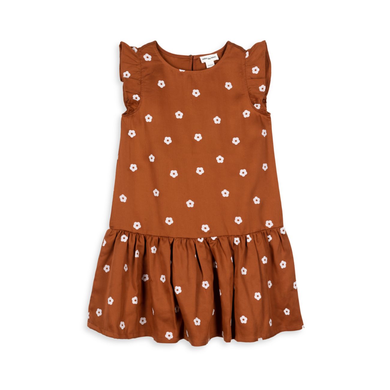 Тканое платье с принтом маргариток для маленькой девочки с рукавами развевающимися Miles the Label