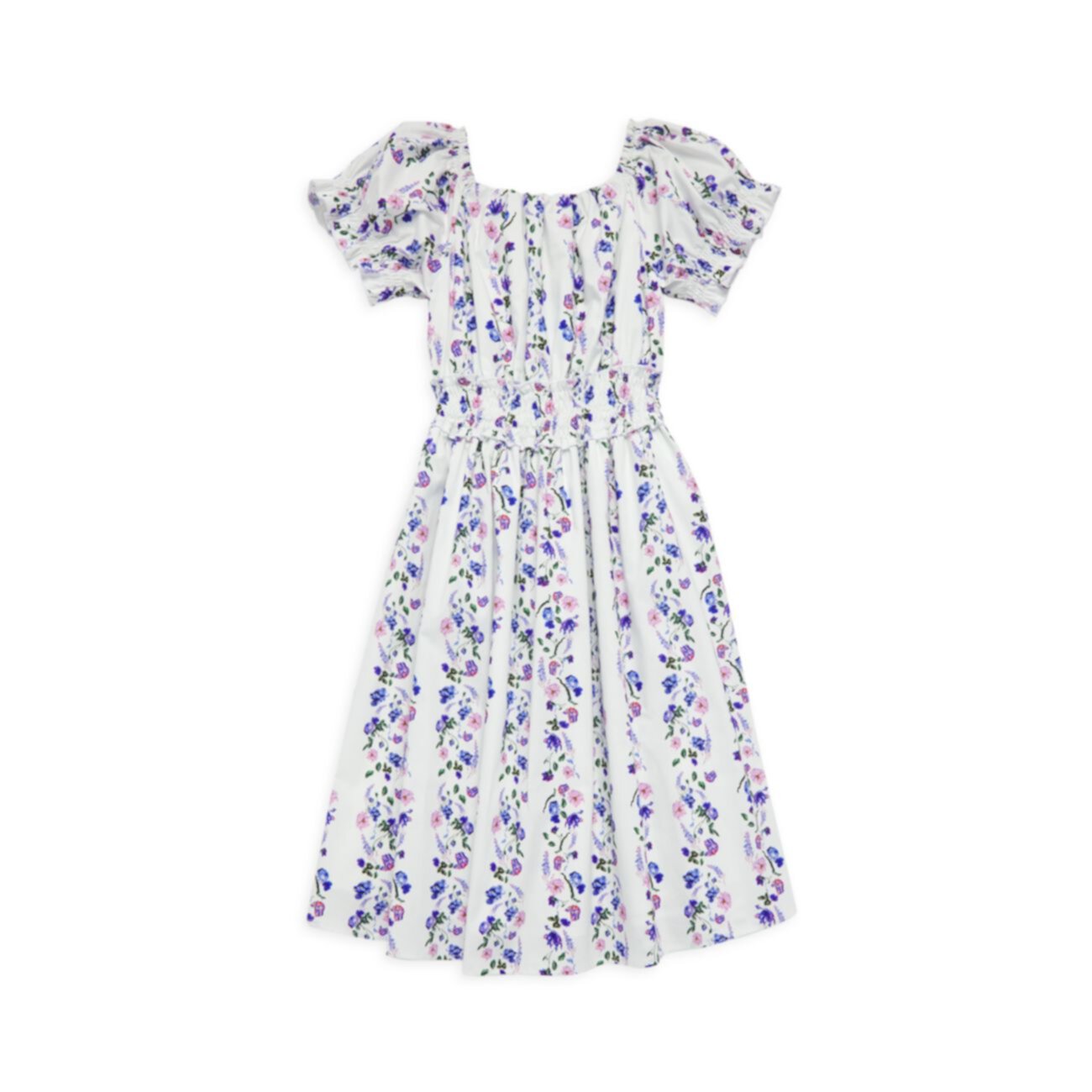 Маленькая девочка &amp;amp; Платье макси с пышными рукавами и цветочным принтом для девочки Marchesa Notte Mini