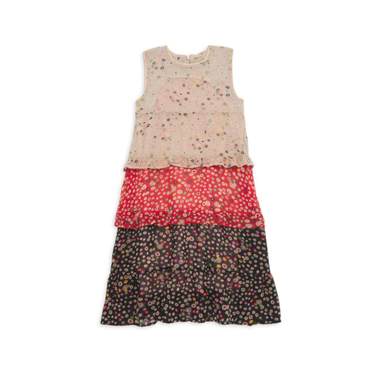 Маленькая девочка &amp;amp; Многослойное рубиновое платье с цветочным принтом для девочки Imoga