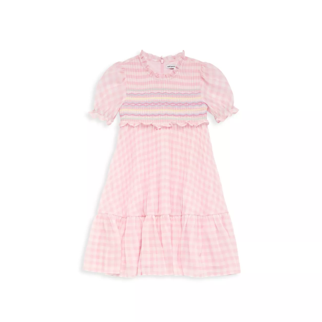 Маленькая девочка &amp;amp; Короткое присборенное платье с принтом в мелкую клетку для девочек Self-Portrait