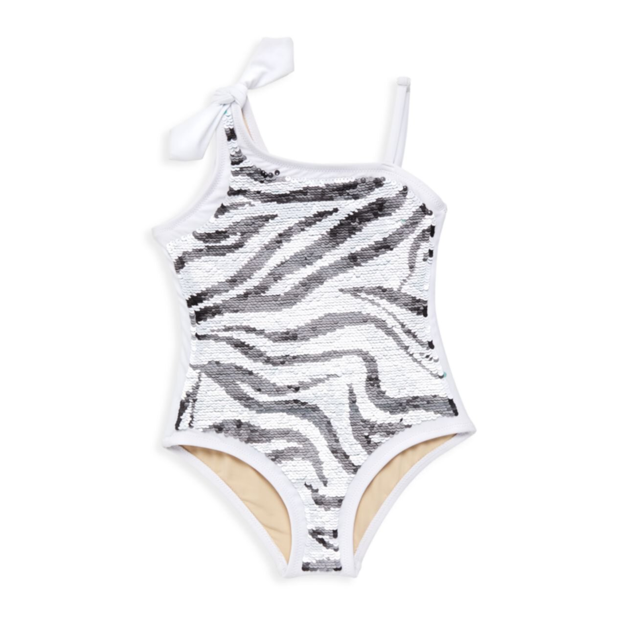 Little Girl's &amp; Girl's UPF 50+ Zebra-Print Sequin One-Piece Swimsuit Shade critters