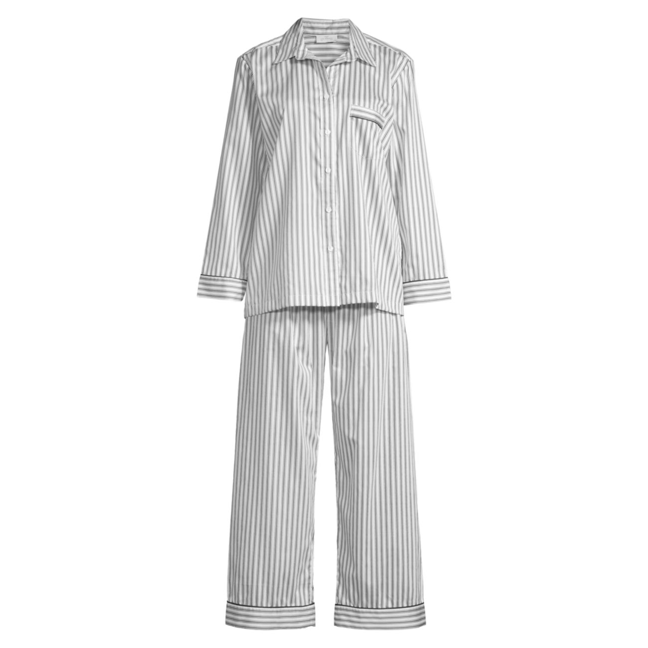 Полосатый сатиновый пижамный комплект из двух предметов Pour Les Femmes