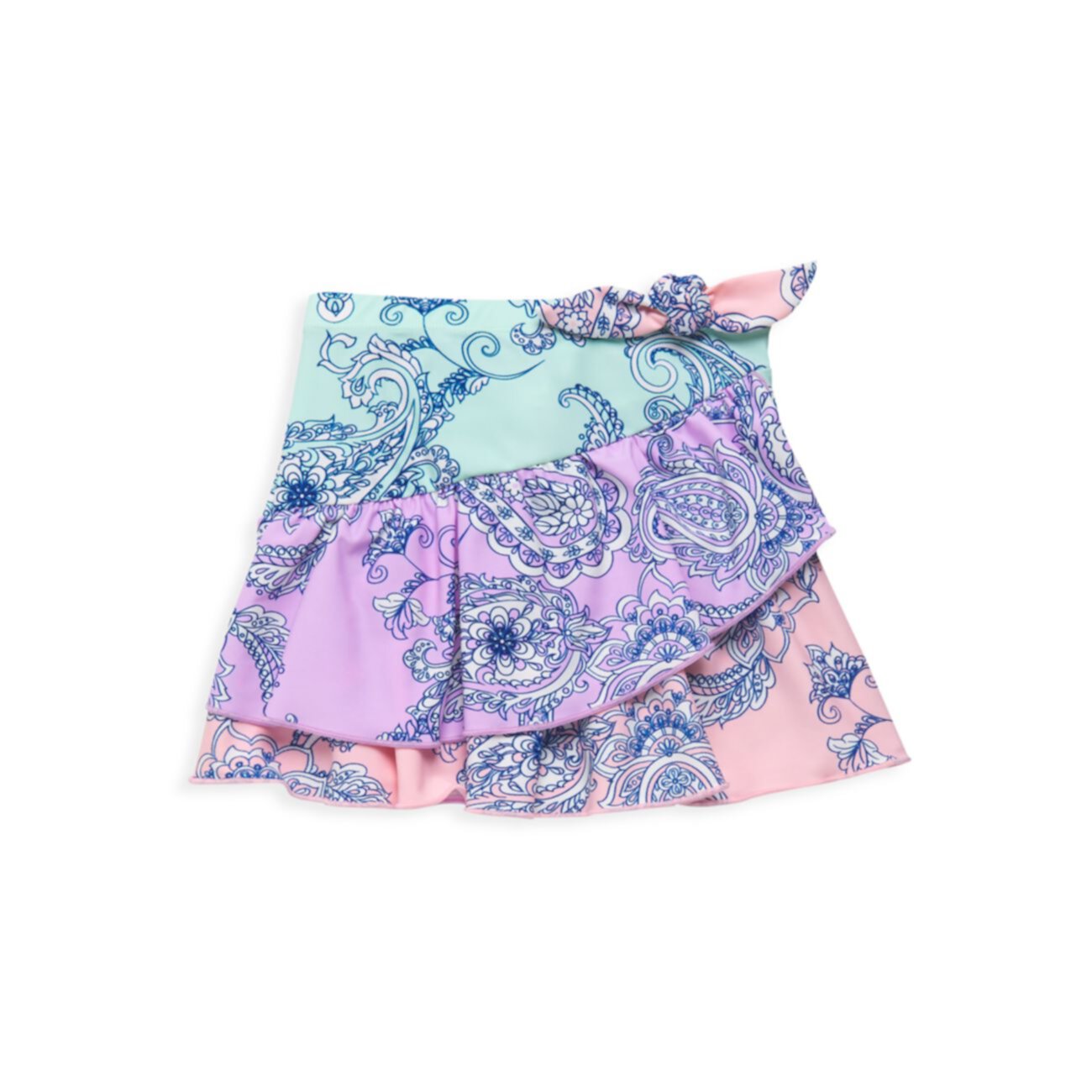 Little Girl's &amp; Girl's UPF 50+ Colorblock Paisley-Print Ruffle Skirt Shade critters