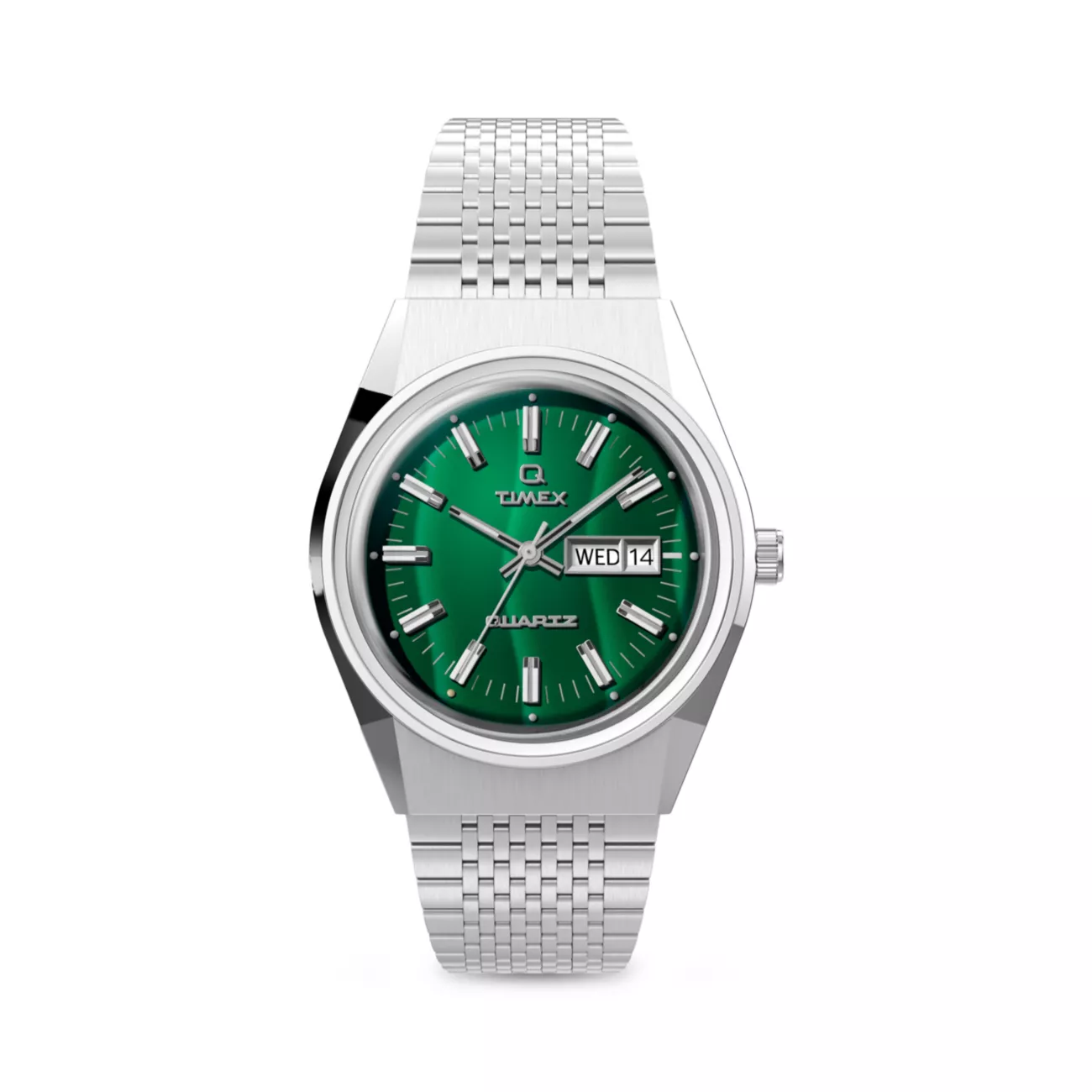 Зеленые часы Q Falcon Eye из нержавеющей стали, 38 мм Timex