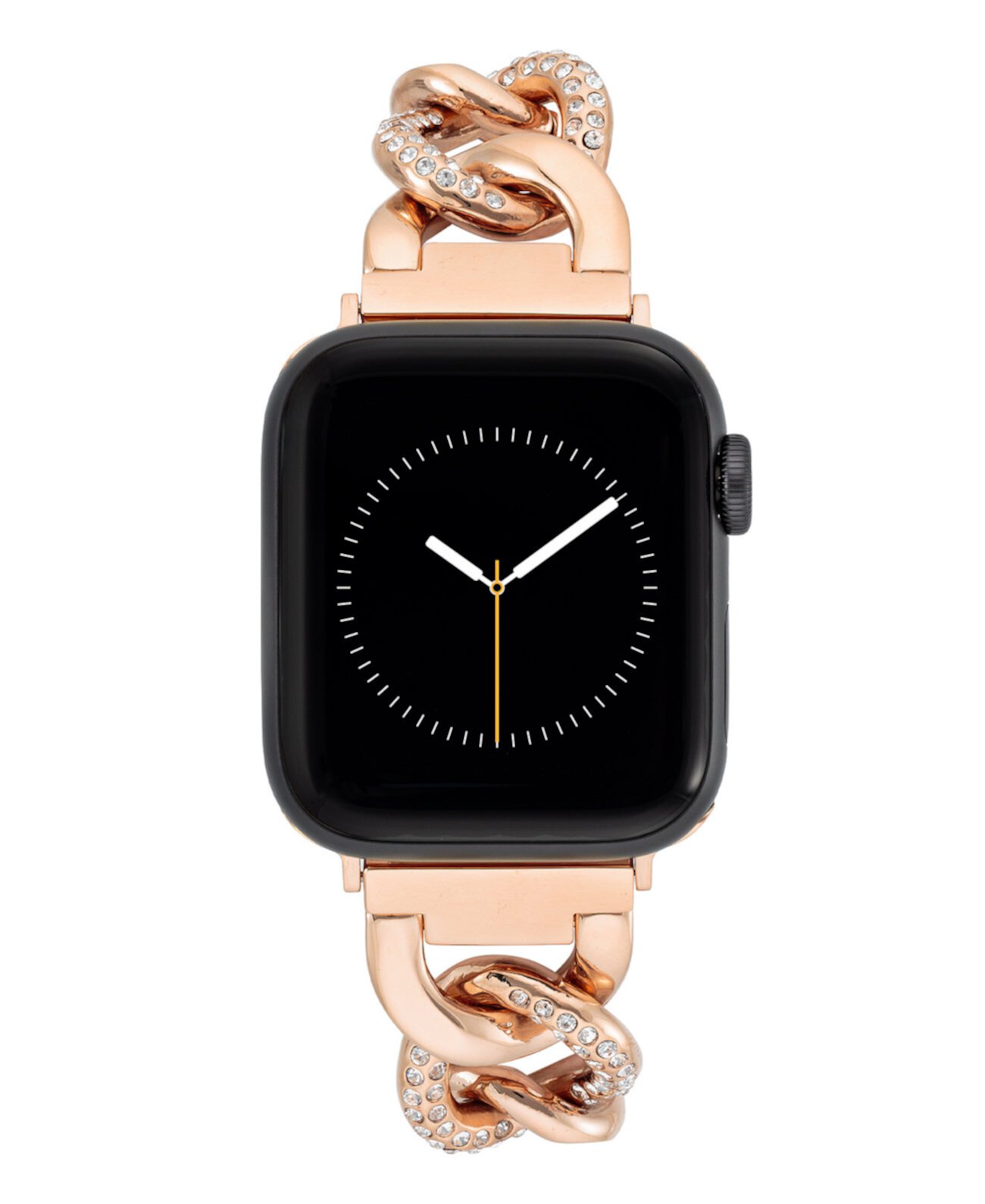 Женская цепочка из сплава цвета розового золота с браслетом из кристаллов, совместимая с Apple Watch 42/44/45/Ultra/Ultra 2 Anne Klein