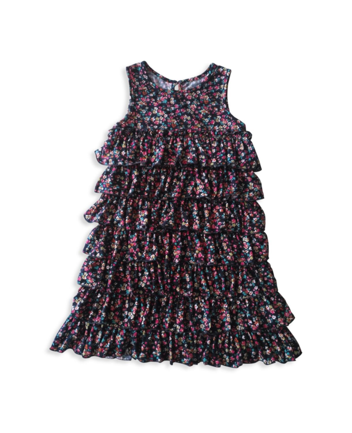 Маленькая девочка и усилитель; Многоярусное платье Cici с цветочным принтом для девочек Joe-Ella