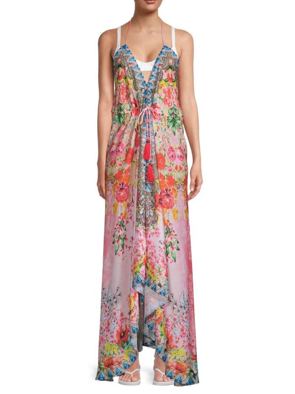Пляжное платье макси с цветочным принтом и кисточками Ranee's