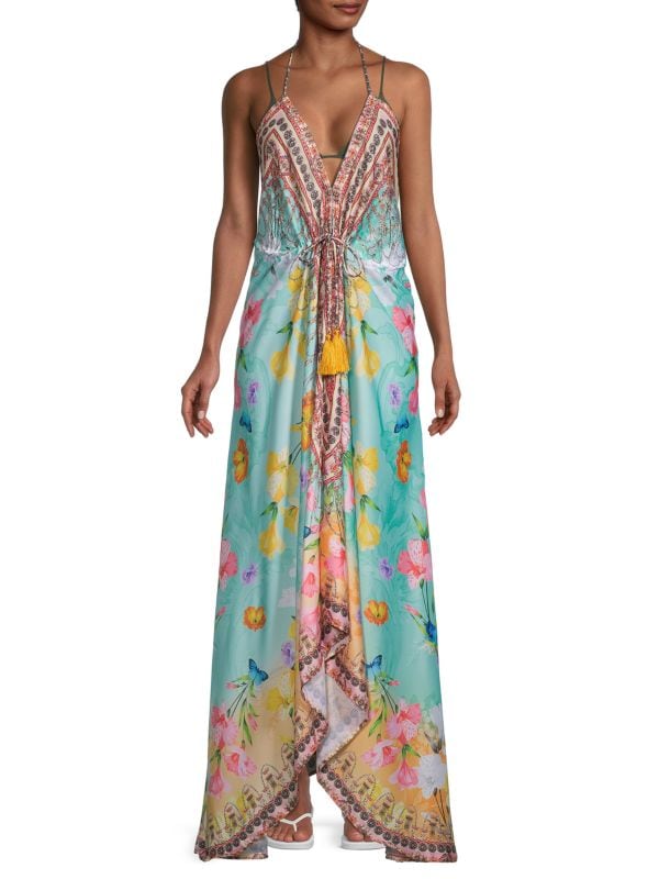 Макси-платье с цветочным принтом и вырезом на шее Ranee's