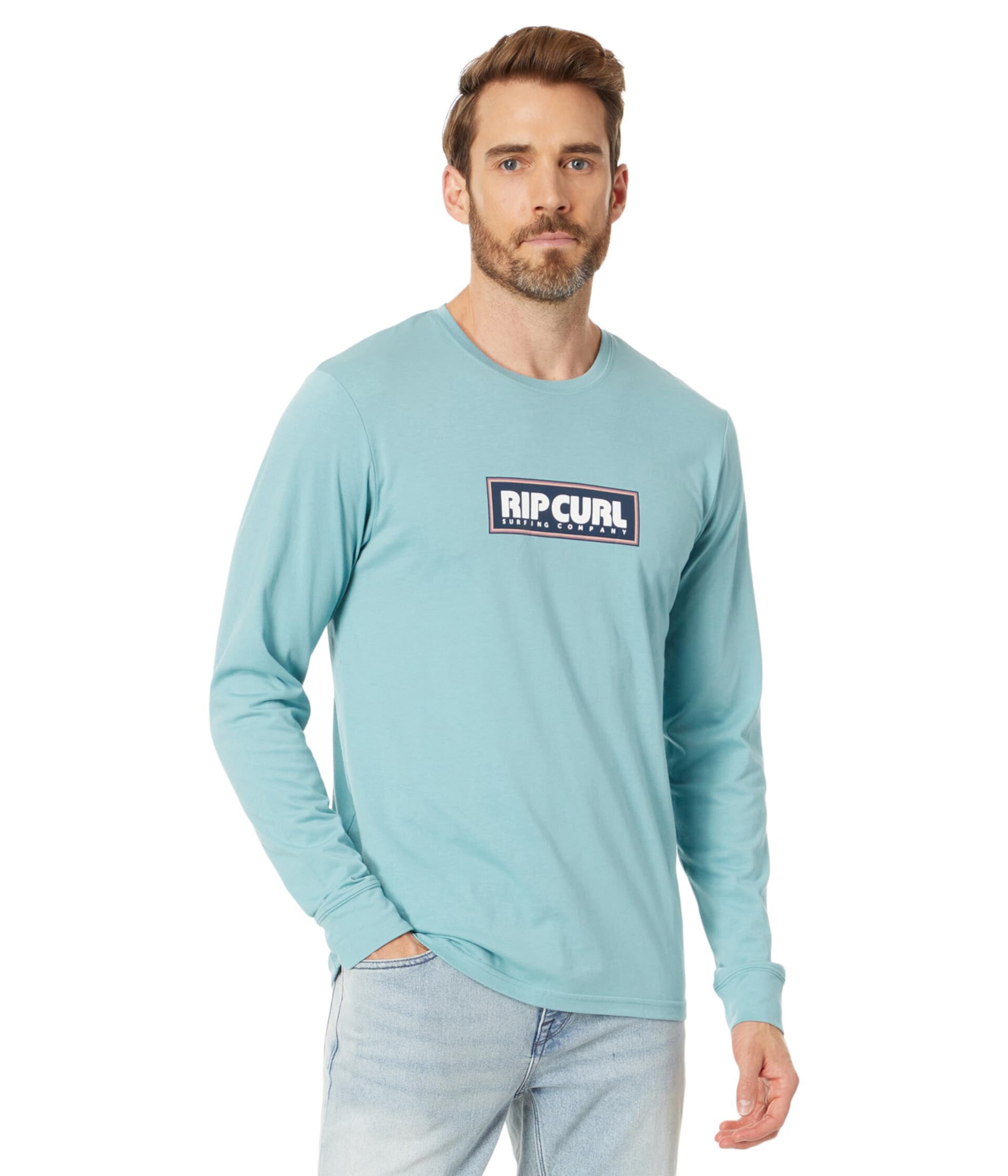 Футболка с длинным рукавом Rip Curl Icons Of Surf UV, комфортный силуэт, 60% хлопка Rip Curl