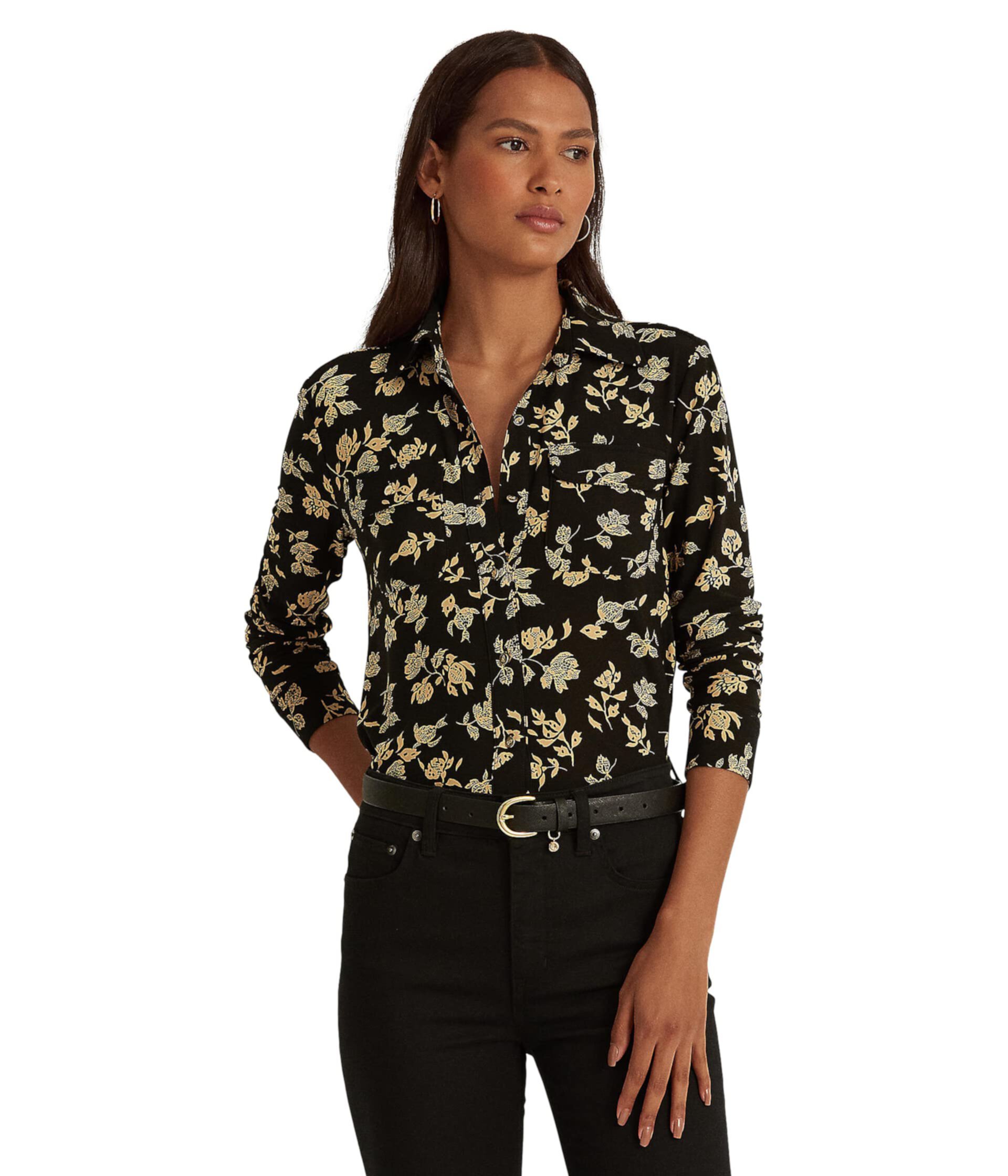 Рубашка из эластичного джерси с цветочным принтом Ralph Lauren