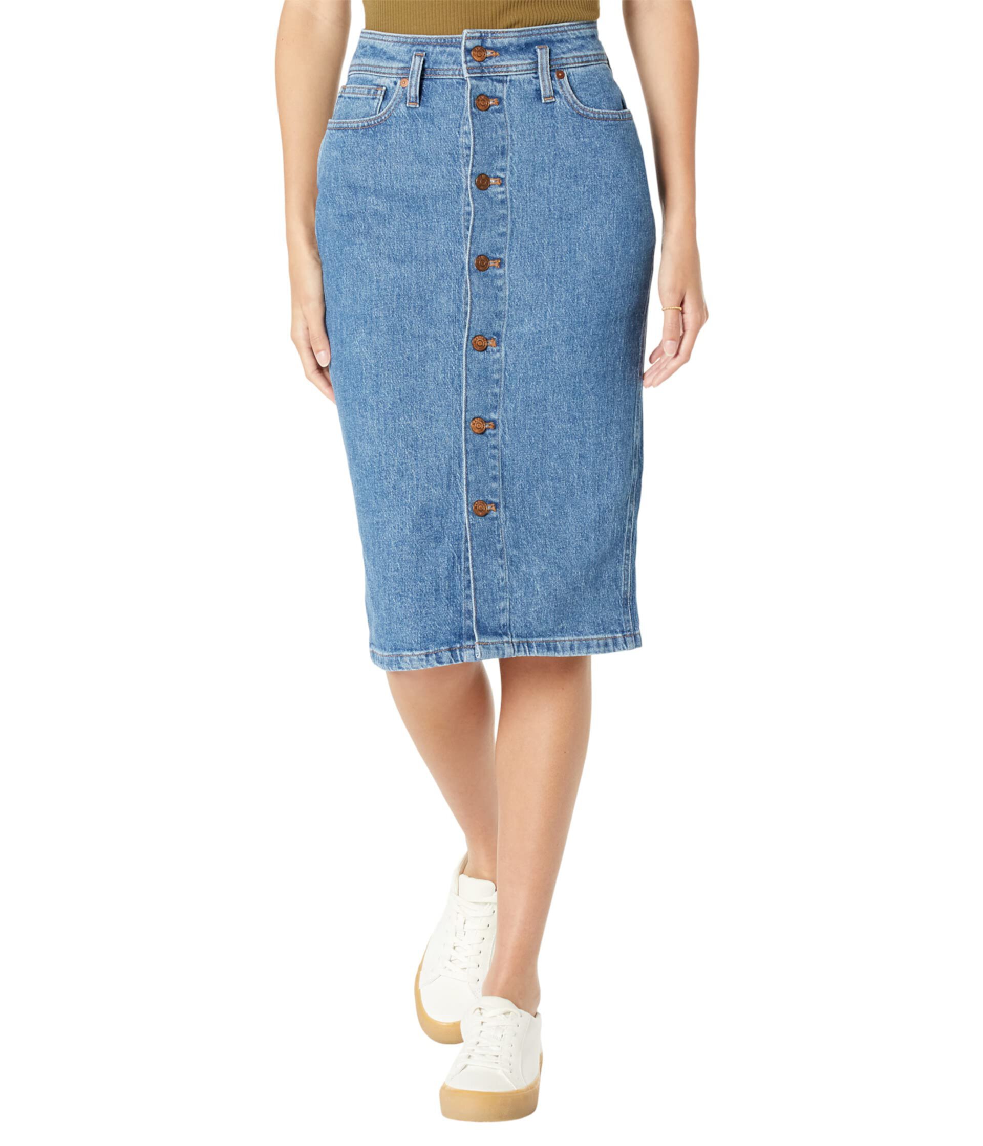 Джинсовая юбка-миди с высокой талией цвета Holton Wash Madewell